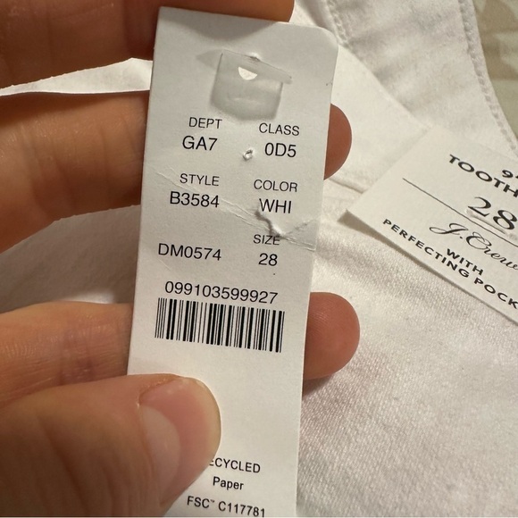 J crew 9” mid rise toothpick jeans white - Picture 3 of 4